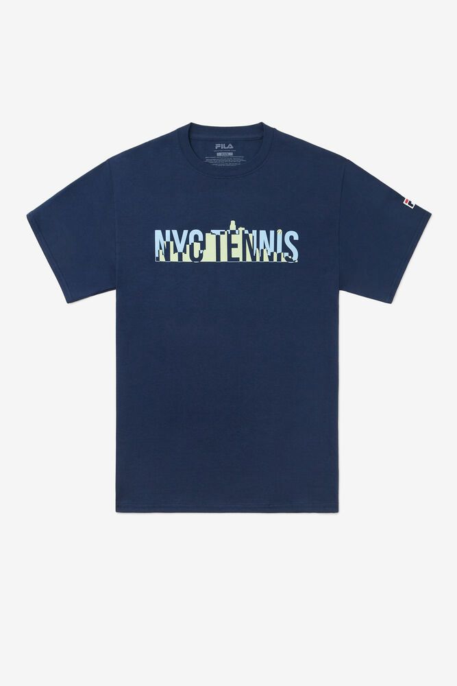 Fila T-Shirt Mens Navy - Nyc Tennis Skyline - Philippines 2478053-FH